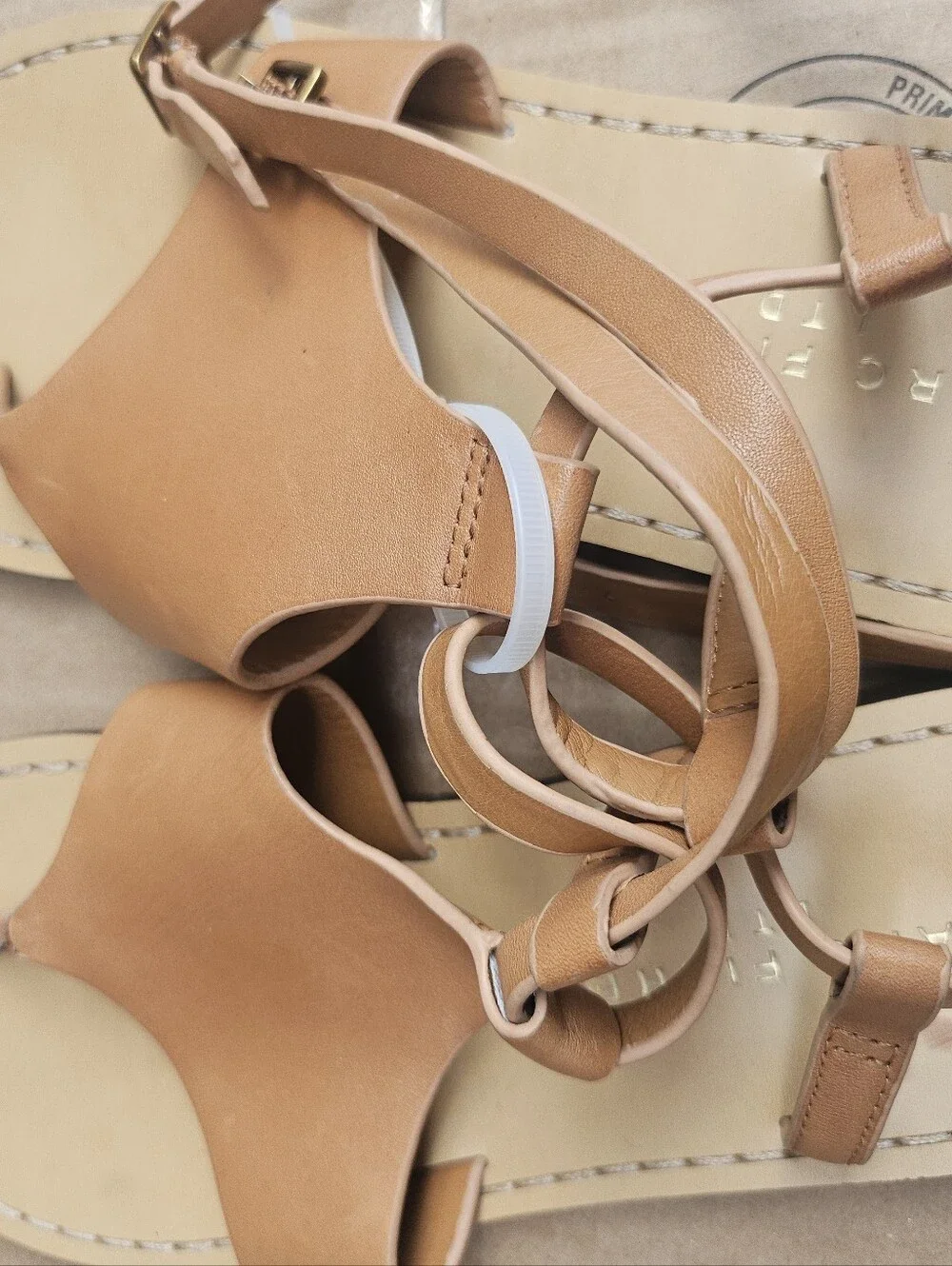 Marc Fisher Tan Leather T-Strap Thong Sandals